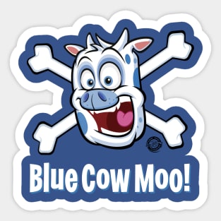 Blue Cow Moo Sticker